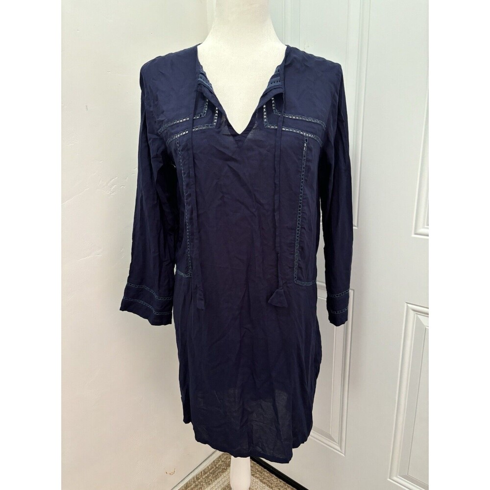 Lilya Dress Womens‎ XS Extra Small Navy Blue Pullover Cover Up Beachy Coastal